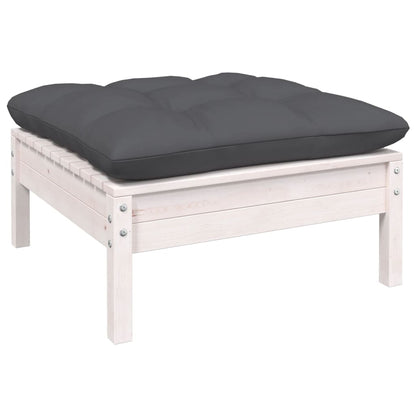 vidaXL 4-tlg. Garten-Lounge-Set mit Kissen Weiß Kiefernholz