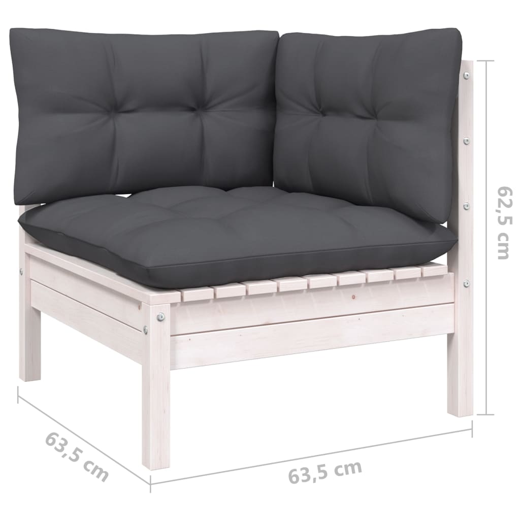 vidaXL 4-tlg. Garten-Lounge-Set mit Kissen Weiß Kiefernholz
