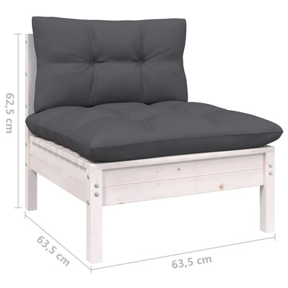vidaXL 4-tlg. Garten-Lounge-Set mit Kissen Weiß Kiefernholz