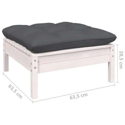 vidaXL 4-tlg. Garten-Lounge-Set mit Kissen Weiß Kiefernholz