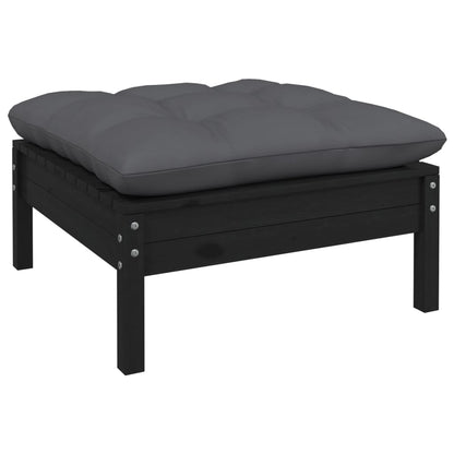 vidaXL Ensemble de meubles de jardin 4 pcs avec coussins Noir Bois de pin