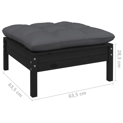 vidaXL Ensemble de meubles de jardin 4 pcs avec coussins Noir Bois de pin