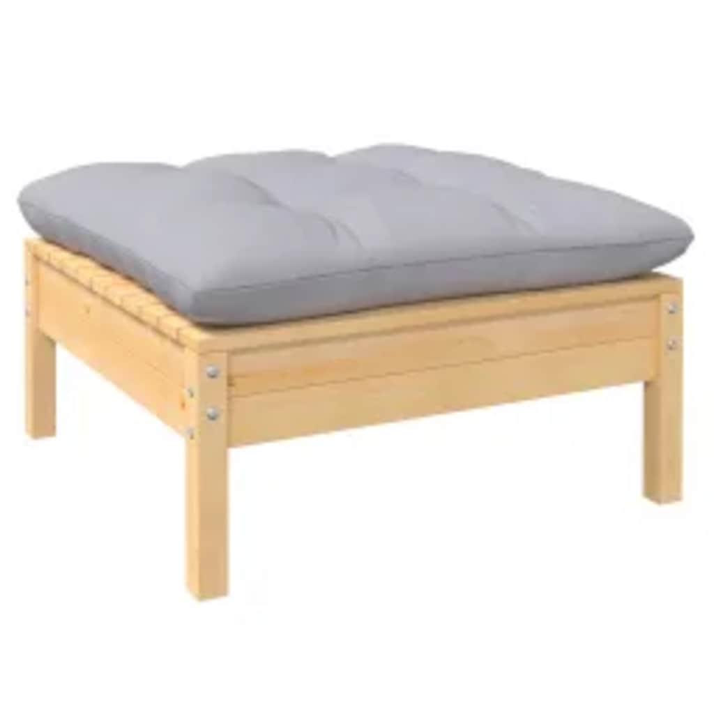 vidaXL Salon de jardin 4 pcs avec coussins gris Bois de pin