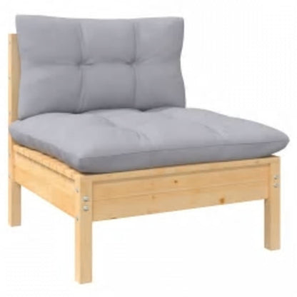 vidaXL Salon de jardin 4 pcs avec coussins gris Bois de pin