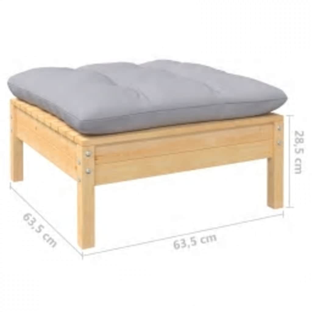 vidaXL Salon de jardin 4 pcs avec coussins gris Bois de pin