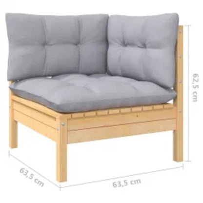 vidaXL Salon de jardin 4 pcs avec coussins gris Bois de pin