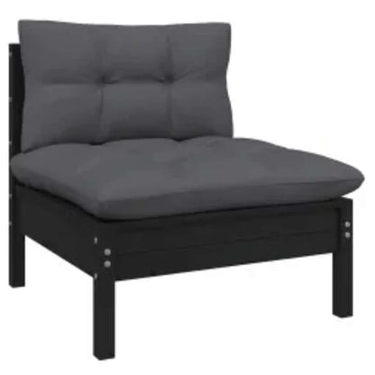 vidaXL Ensemble de meubles de jardin 4 pcs avec coussins Noir Bois de pin