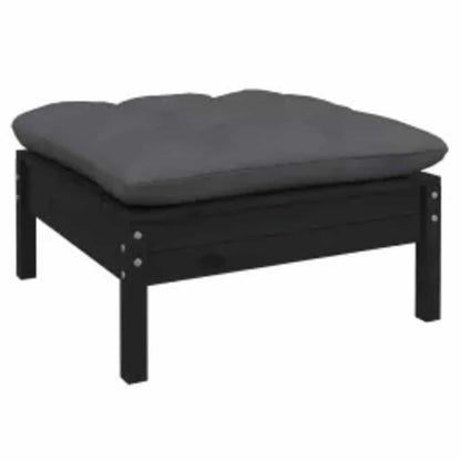 vidaXL Ensemble de meubles de jardin 4 pcs avec coussins Noir Bois de pin