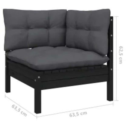 vidaXL Ensemble de meubles de jardin 4 pcs avec coussins Noir Bois de pin