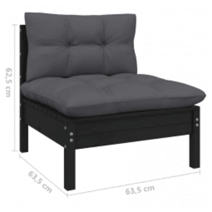 vidaXL Ensemble de meubles de jardin 4 pcs avec coussins Noir Bois de pin