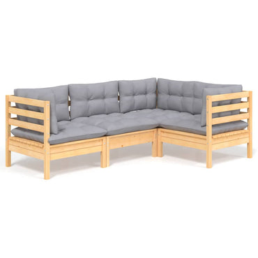 vidaXL Ensemble de mobilier de jardin 4 pcs avec coussins gris Bois de pin
