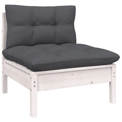 vidaXL Salon de jardin 4 pcs avec coussins Blanc Bois de pin