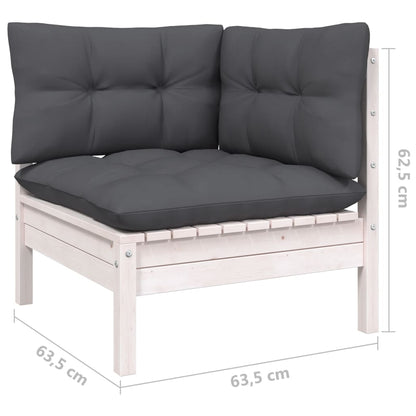 vidaXL Salon de jardin 4 pcs avec coussins Blanc Bois de pin