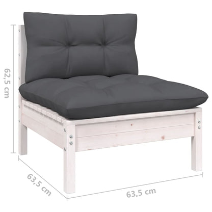 vidaXL Salon de jardin 4 pcs avec coussins Blanc Bois de pin