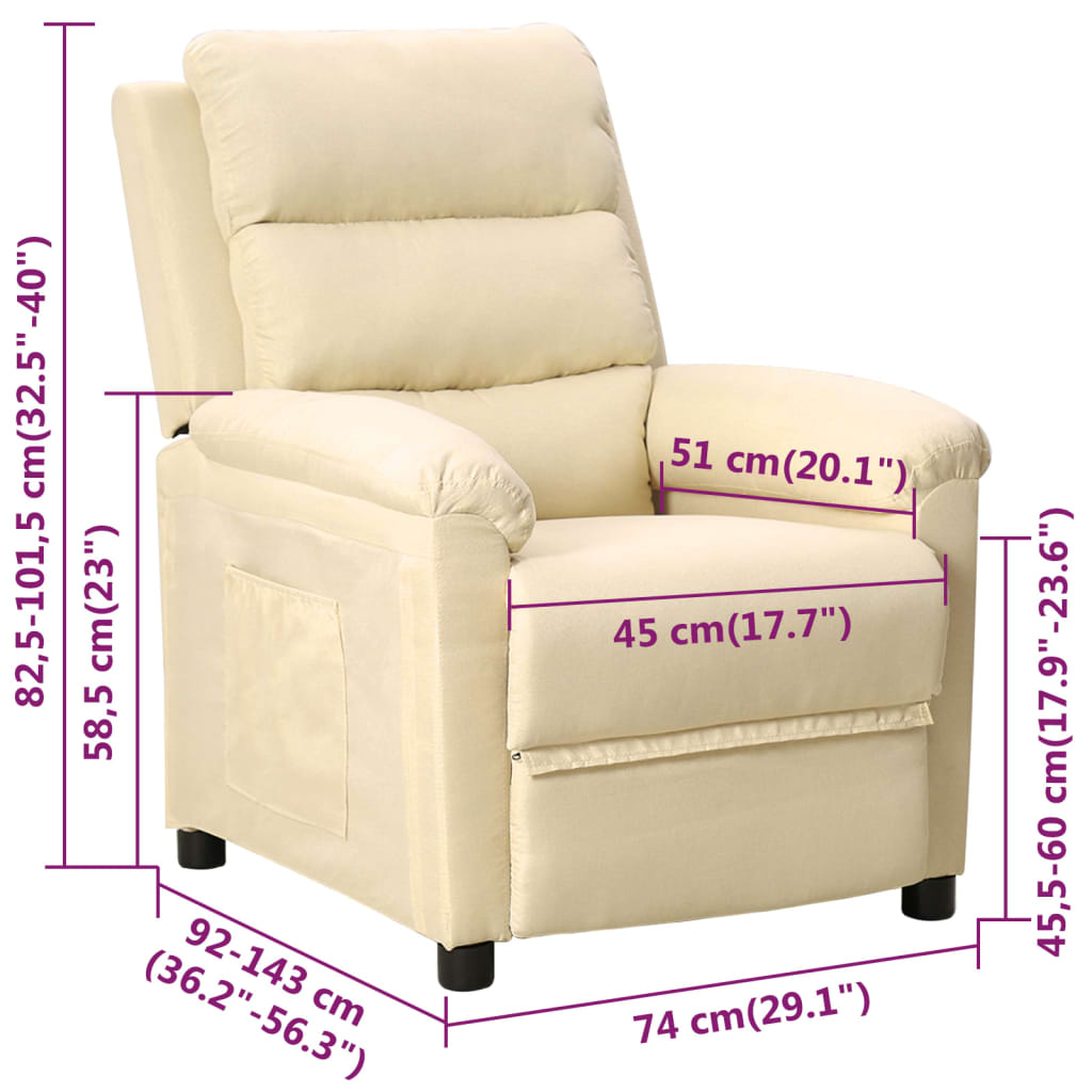 vidaXL Relaxsessel Creme Stoff