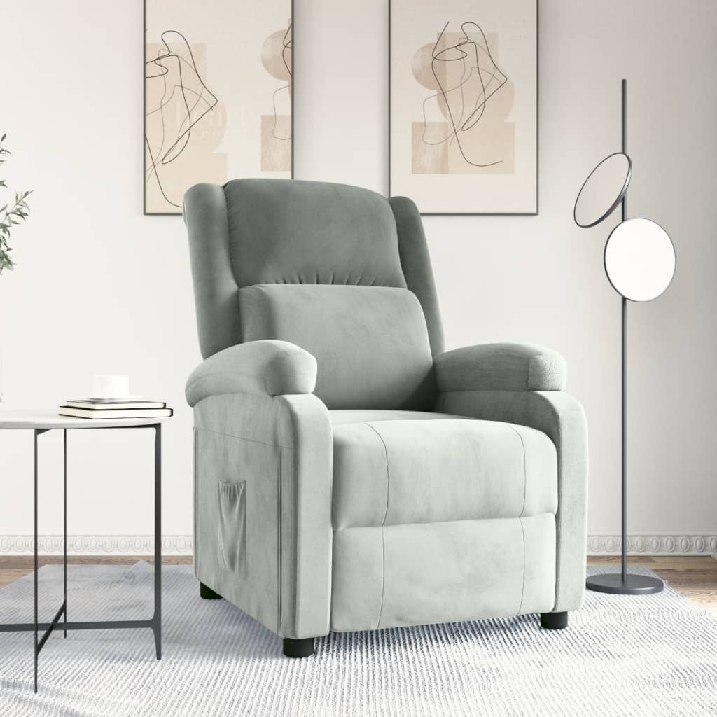 vidaXL Relaxsessel Hellgrau Samt