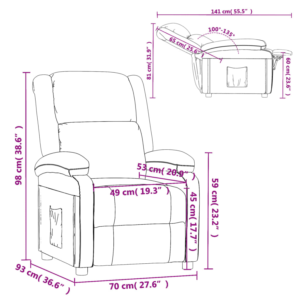 vidaXL Relaxsessel Braun Samt