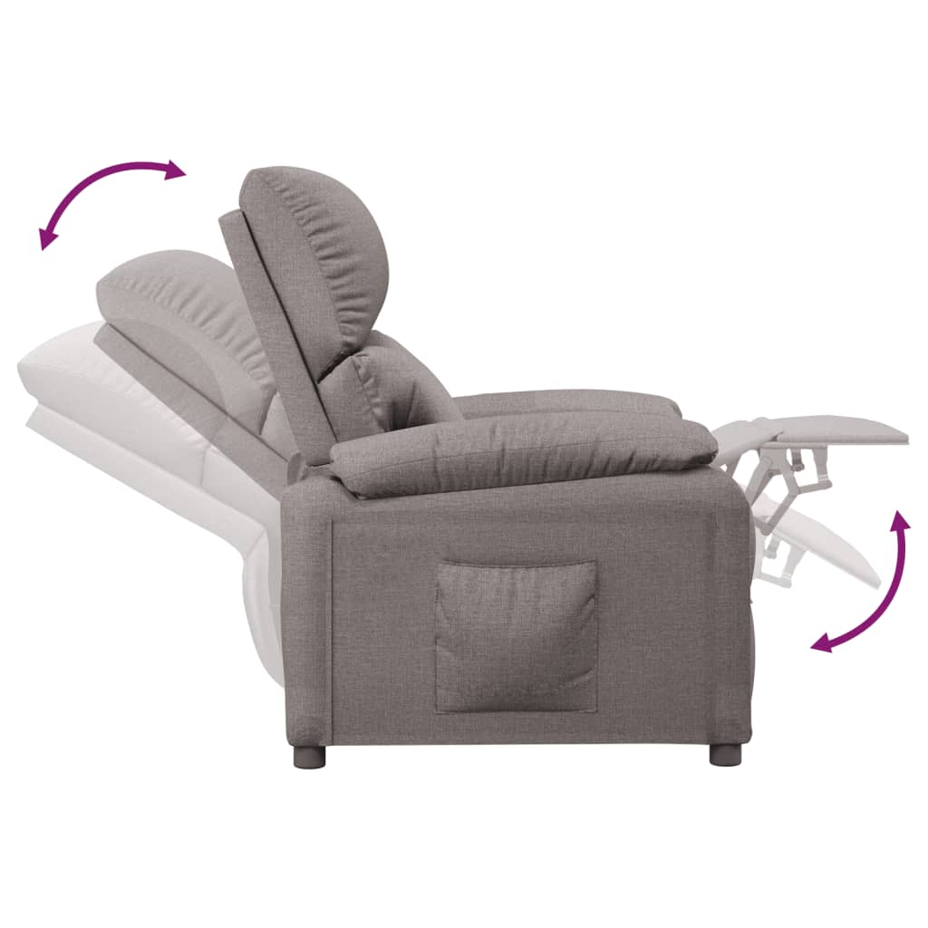 vidaXL Fauteuil relax Taupe Tissu
