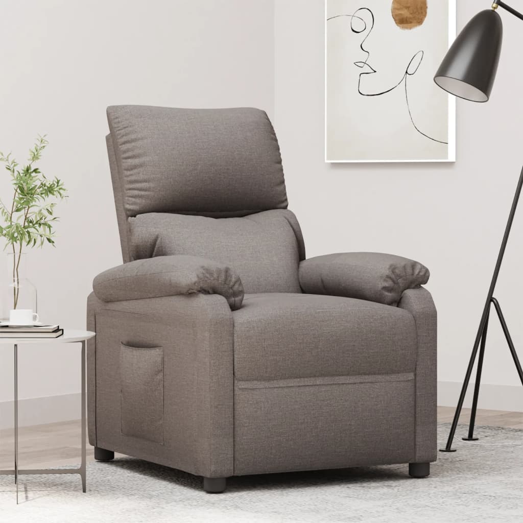 vidaXL Fauteuil relax Taupe Tissu
