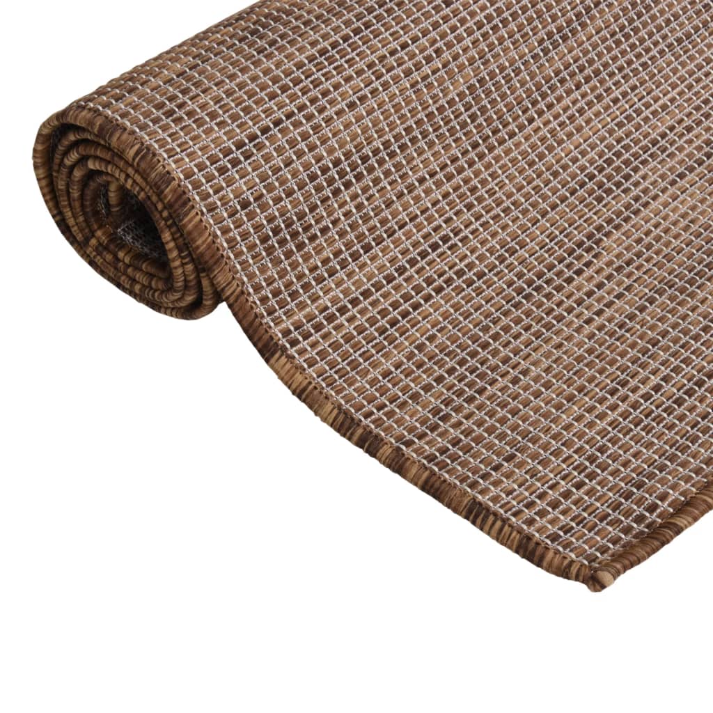 vidaXL Tapis d'extérieur tissé à plat 140x200 cm Marron
