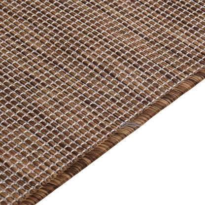 vidaXL Tapis d'extérieur tissé à plat 140x200 cm Marron