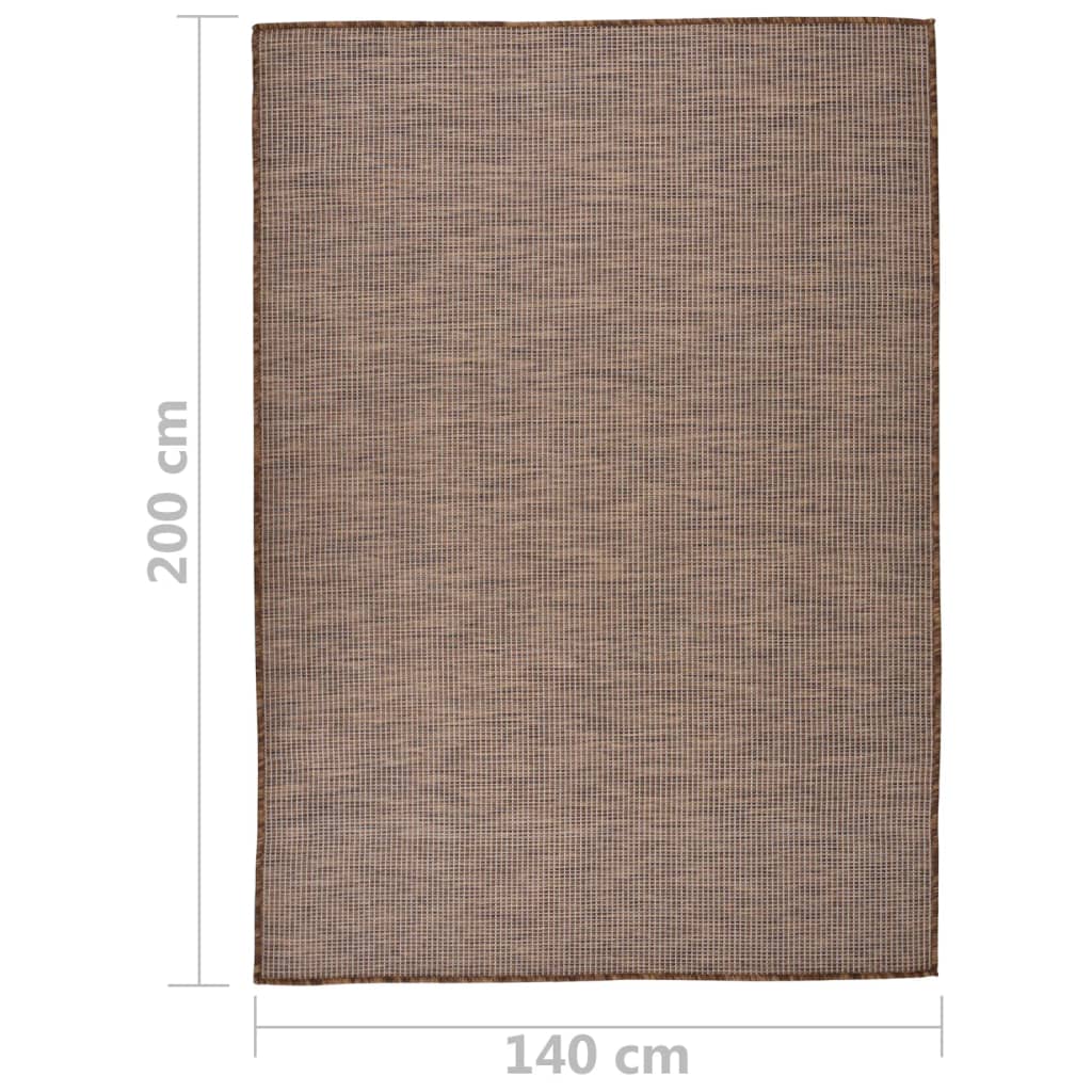 vidaXL Tapis d'extérieur tissé à plat 140x200 cm Marron