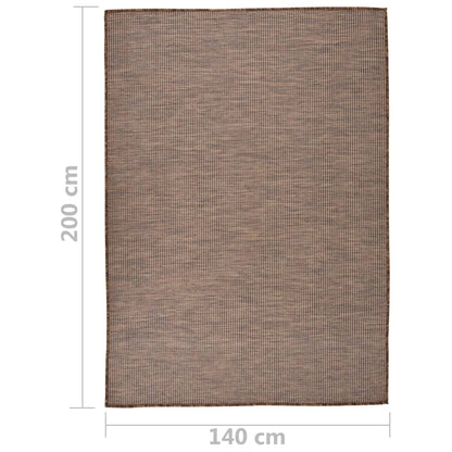 vidaXL Tapis d'extérieur tissé à plat 140x200 cm Marron