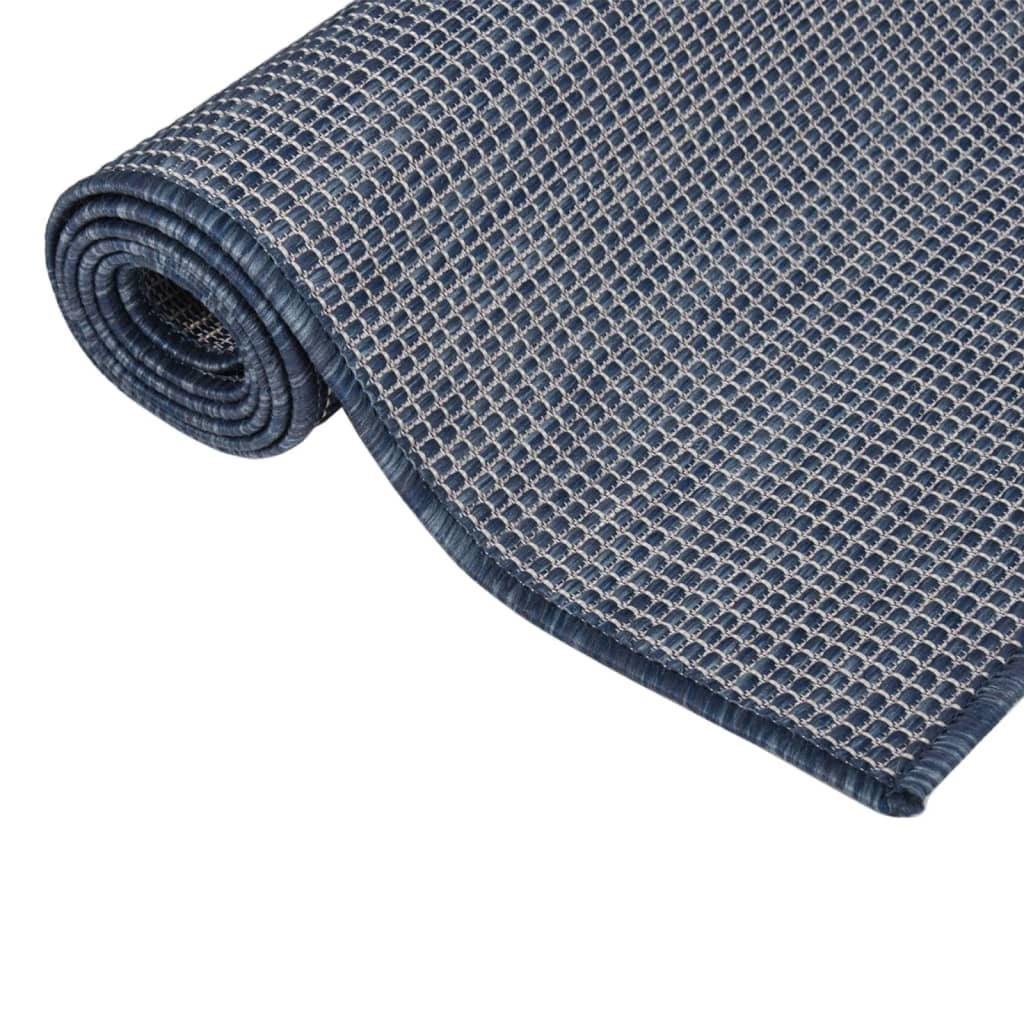 vidaXL Tapis d'extérieur tissé à plat 160x230 cm Bleu