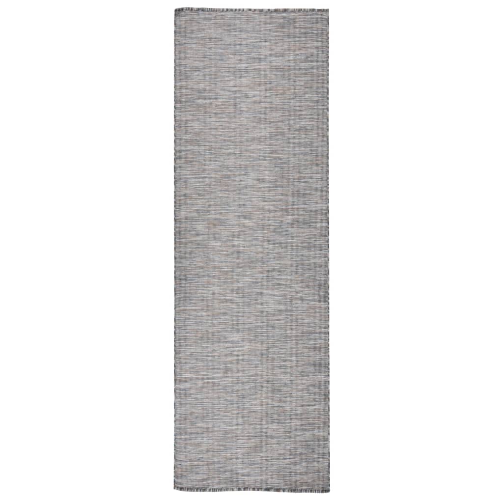 vidaXL Tapis d'extérieur tissé à plat 80x250 cm Marron et bleu