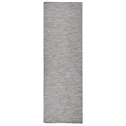 vidaXL Tapis d'extérieur tissé à plat 80x250 cm Marron et bleu