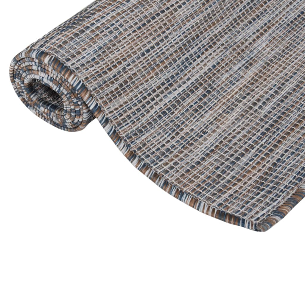 vidaXL Tapis d'extérieur tissé à plat 80x250 cm Marron et bleu