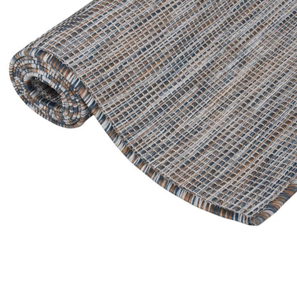 vidaXL Tapis d'extérieur tissé à plat 80x250 cm Marron et bleu
