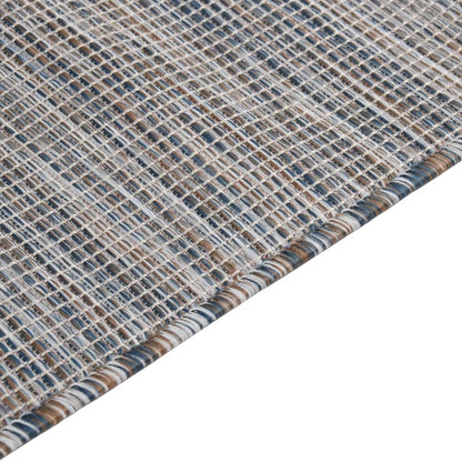 vidaXL Tapis d'extérieur tissé à plat 80x250 cm Marron et bleu