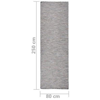 vidaXL Tapis d'extérieur tissé à plat 80x250 cm Marron et bleu