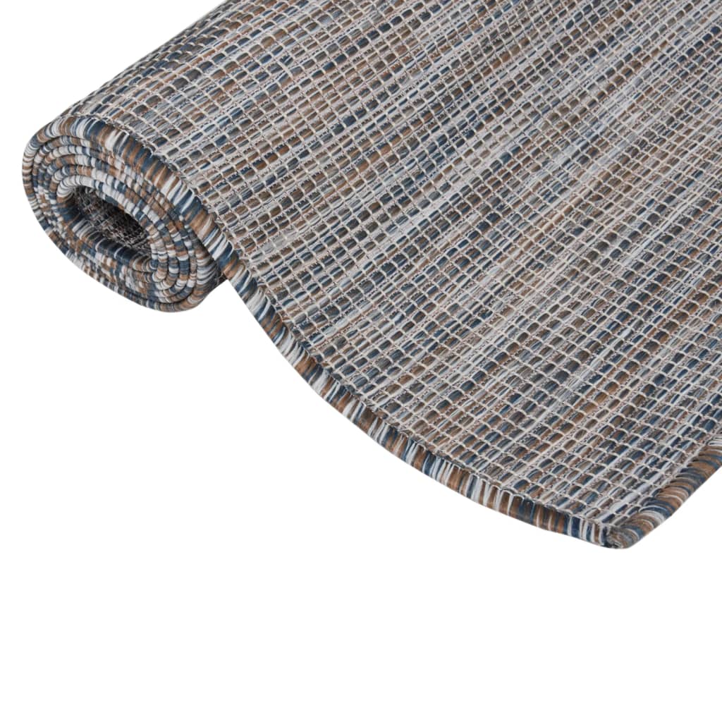 vidaXL Tapis d'extérieur tissé à plat 200x280 cm marron et bleu