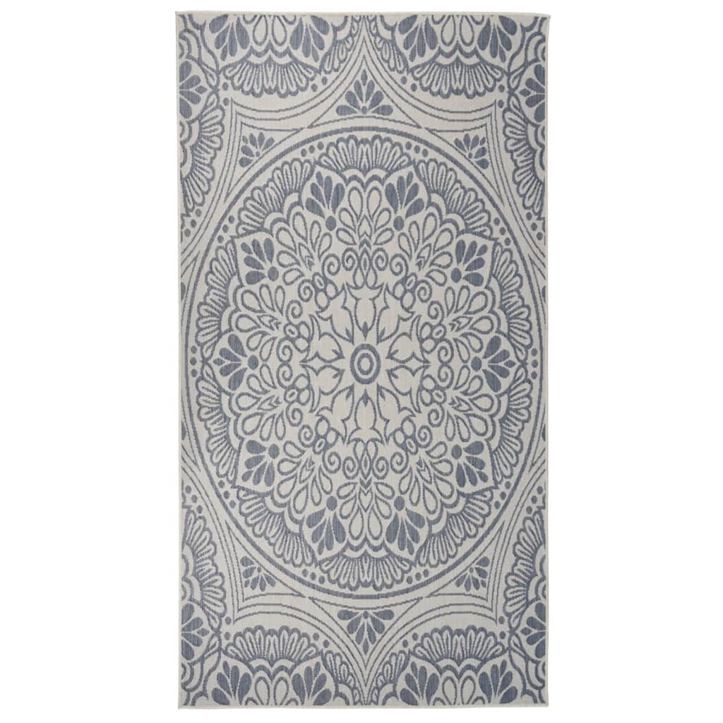 vidaXL Tapis d'extérieur tissé plat 80x150 cm motif bleu