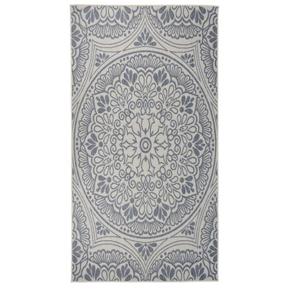 vidaXL Tapis d'extérieur tissé plat 80x150 cm motif bleu