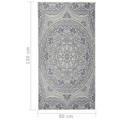 vidaXL Tapis d'extérieur tissé plat 80x150 cm motif bleu
