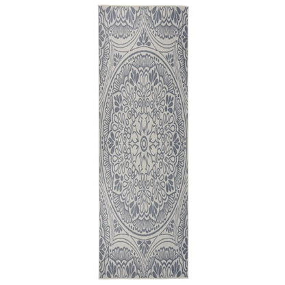 vidaXL Tapis d'extérieur tissé à plat 80x250 cm Motif bleu