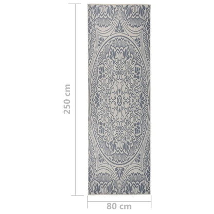 vidaXL Tapis d'extérieur tissé à plat 80x250 cm Motif bleu