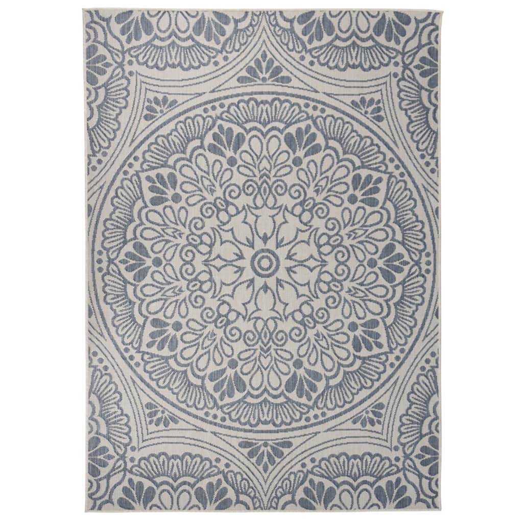 vidaXL Tapis d'extérieur tissé à plat 120x170 cm Motif bleu