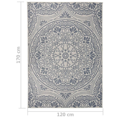 vidaXL Tapis d'extérieur tissé à plat 120x170 cm Motif bleu