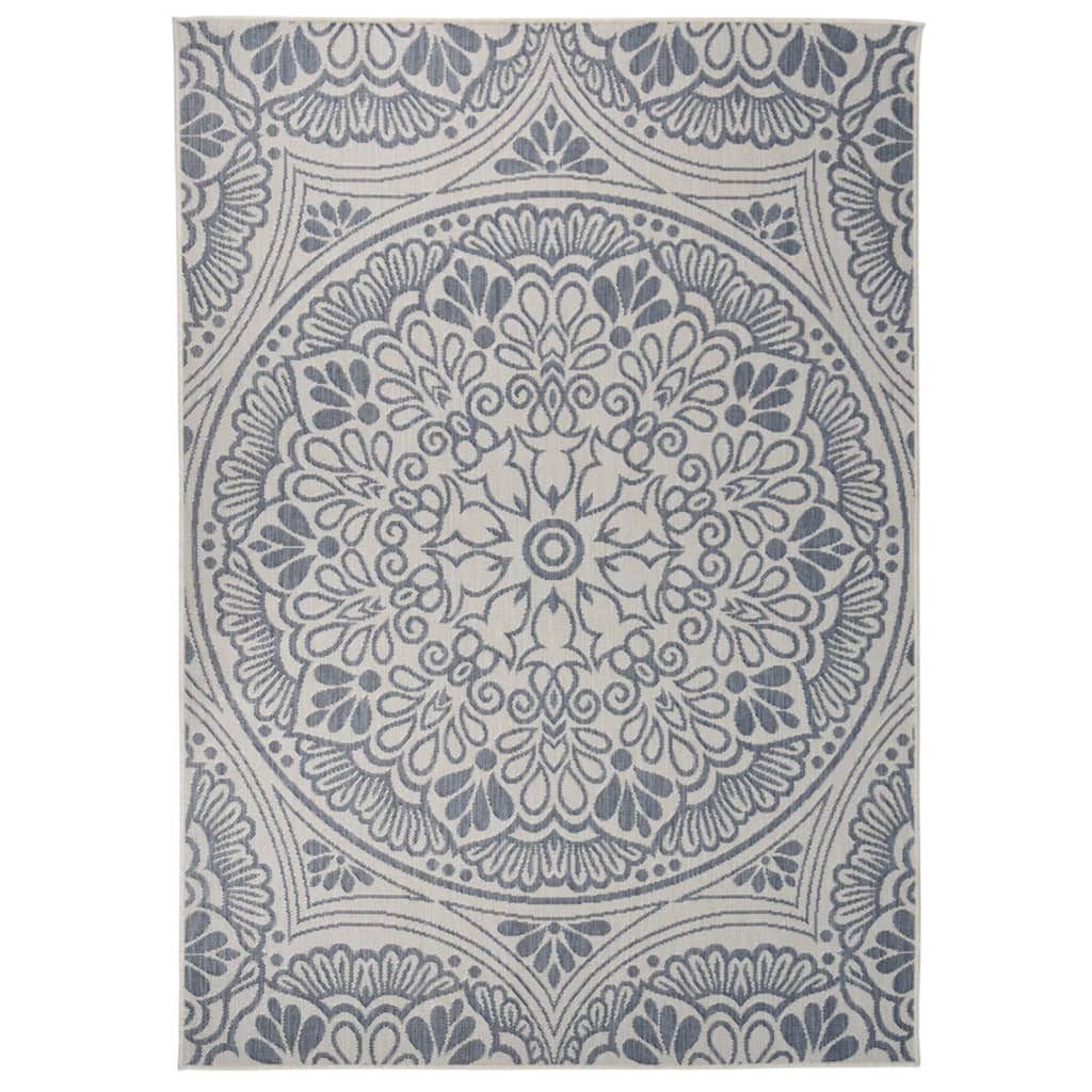vidaXL Tapis d'extérieur tissé plat 140x200 cm Motif bleu
