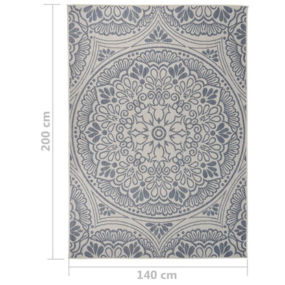vidaXL Tapis d'extérieur tissé plat 140x200 cm Motif bleu