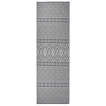 vidaXL Tapis d'extérieur tissé à plat 80x250 cm Bleu rayé