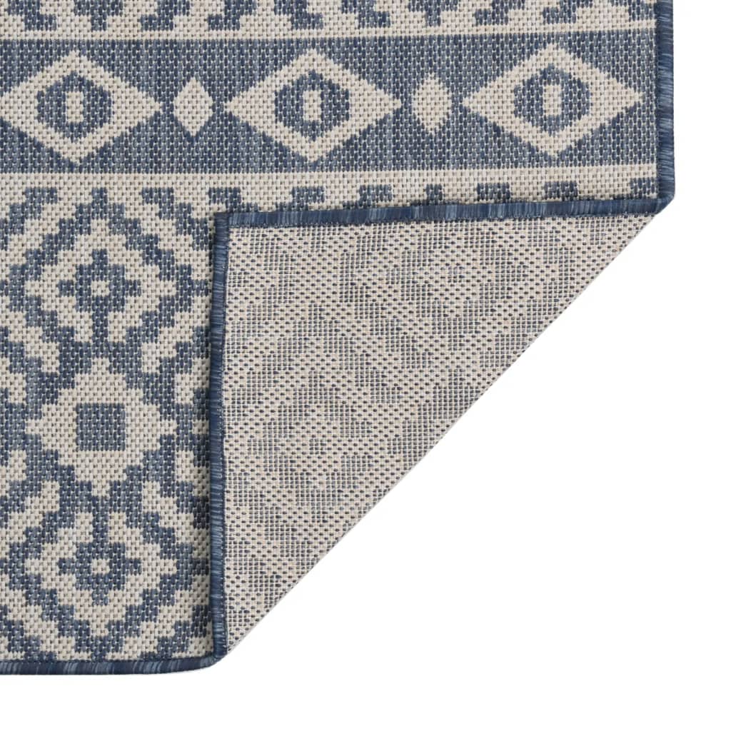 vidaXL Tapis d'extérieur tissé à plat 80x250 cm Bleu rayé