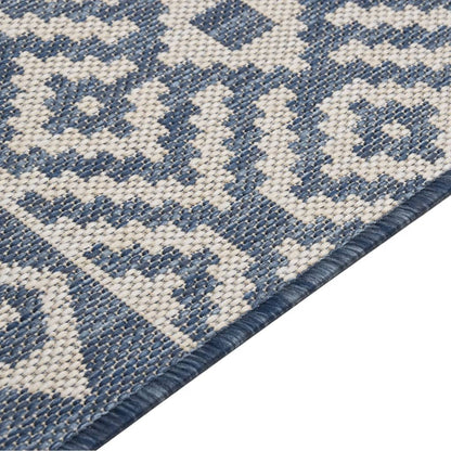 vidaXL Tapis d'extérieur tissé à plat 80x250 cm Bleu rayé