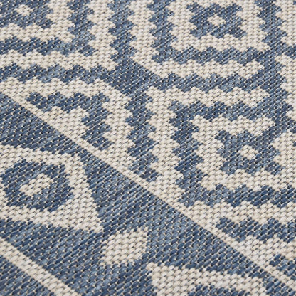 vidaXL Tapis d'extérieur tissé à plat 80x250 cm Bleu rayé