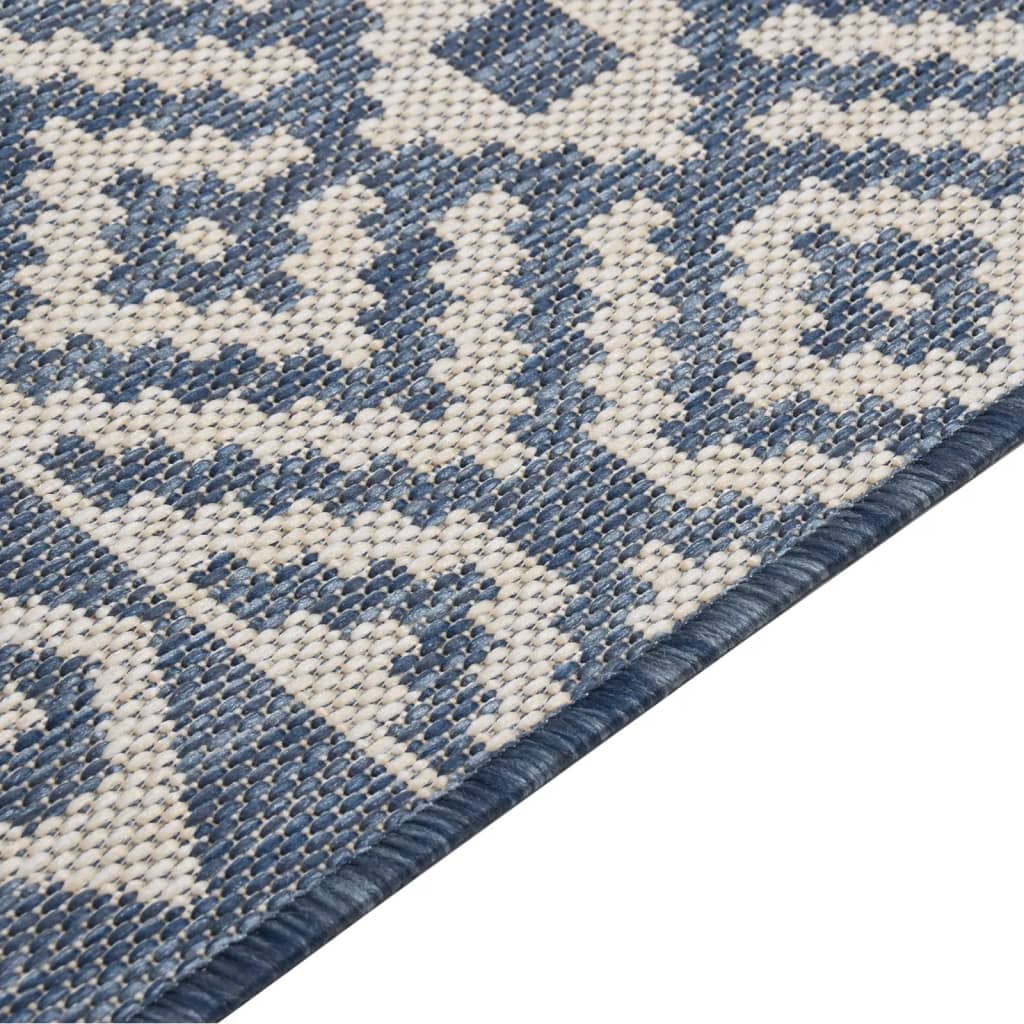 vidaXL Tapis d'extérieur tissé à plat 160x230 cm Bleu rayé