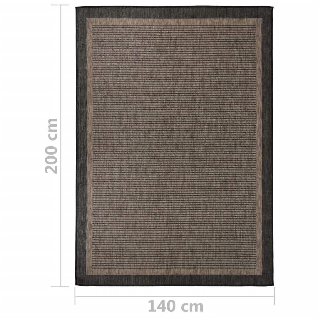 vidaXL Outdoor-Teppich Flachgewebe 140x200 cm Dunkelbraun
